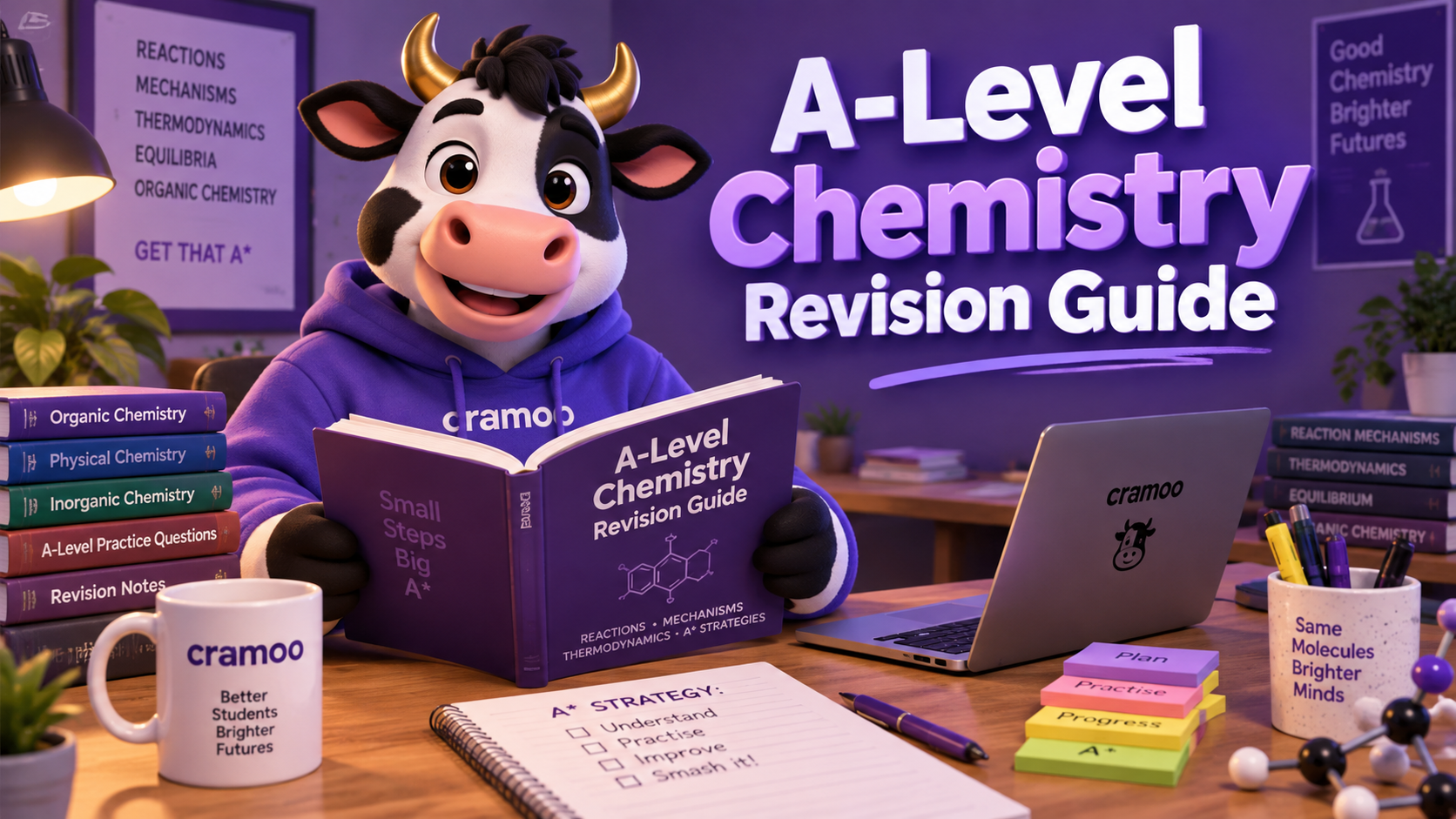 A-Level Chemistry Revision Guide — Cramoo revision guide illustration