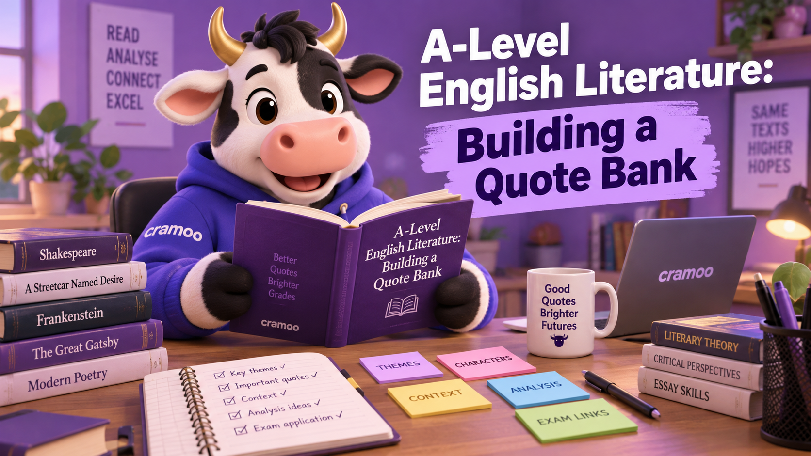 A-Level English Literature: Building a Quote Bank — Cramoo revision guide illustration