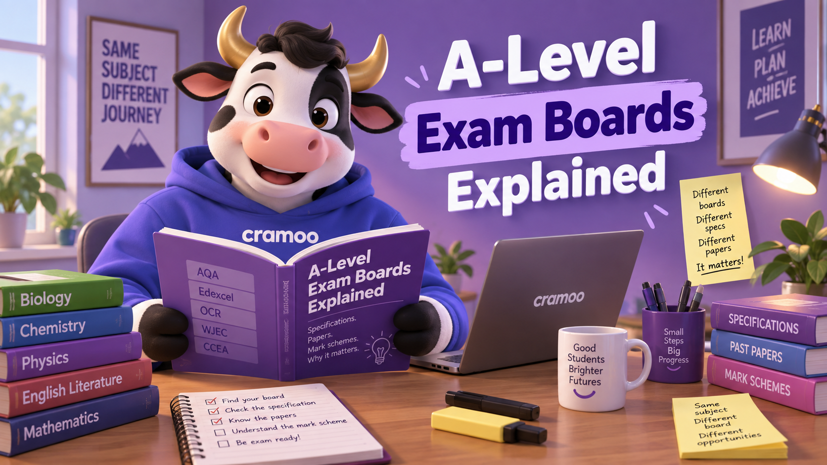 A-Level Exam Boards Explained — Cramoo revision guide illustration