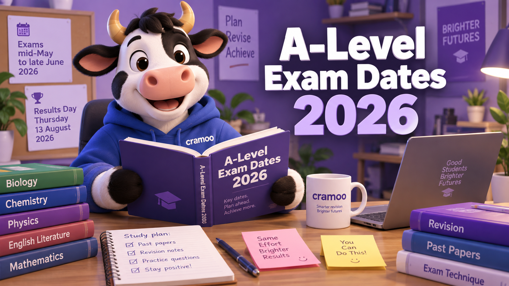 A-Level Exam Dates 2026 — Cramoo revision guide illustration
