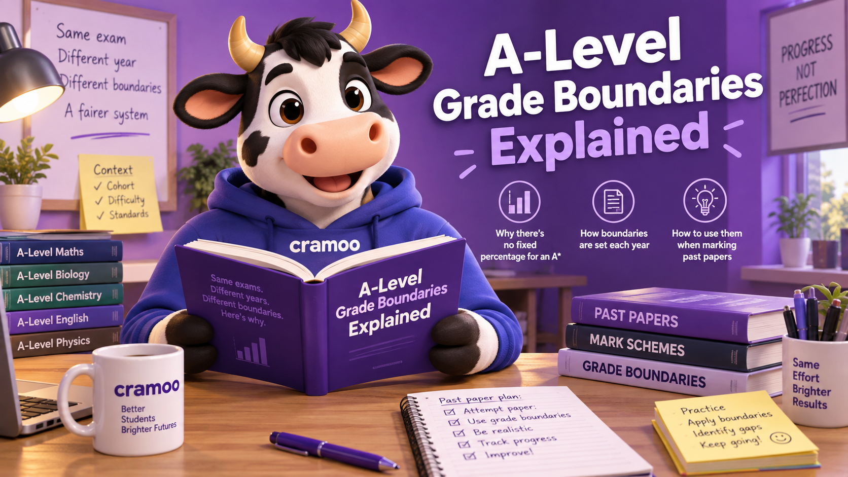 A-Level Grade Boundaries Explained — Cramoo revision guide illustration