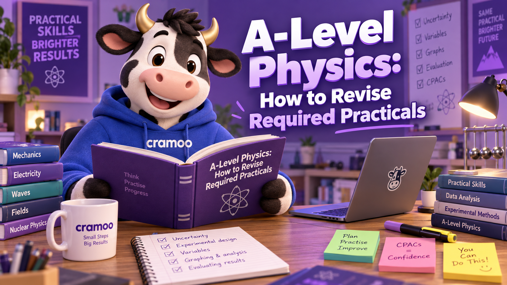 A-Level Physics: How to Revise Required Practicals — Cramoo revision guide illustration