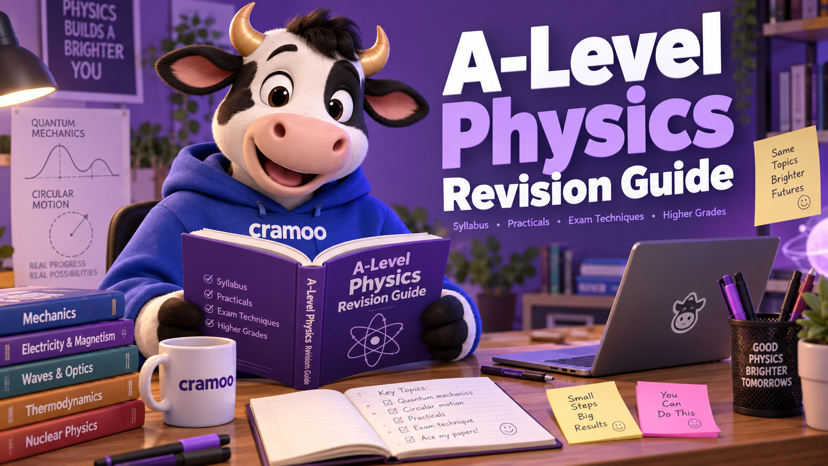 A-Level Physics Revision Guide — Cramoo revision guide illustration