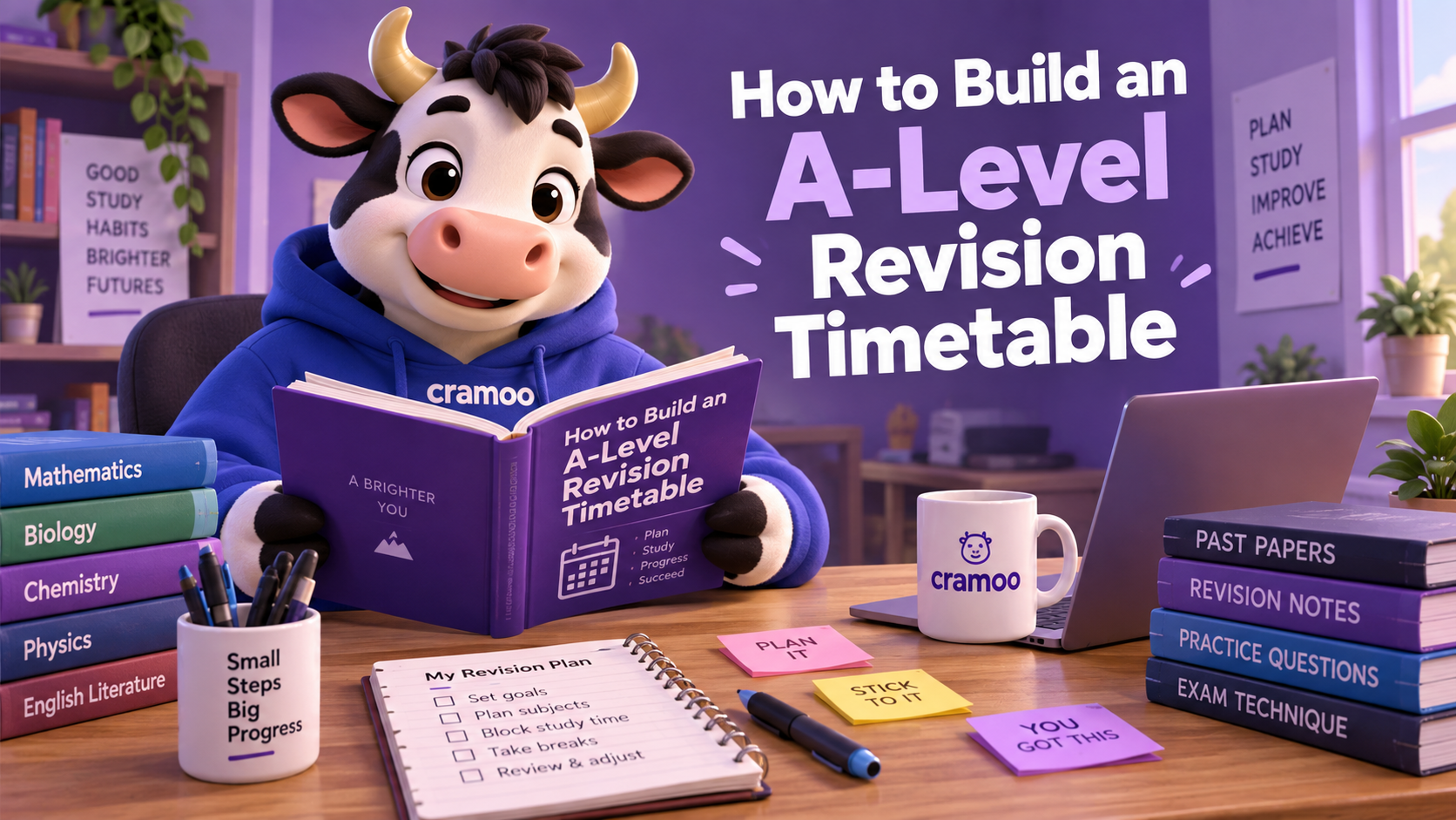 How to Build an A-Level Revision Timetable — Cramoo revision guide illustration