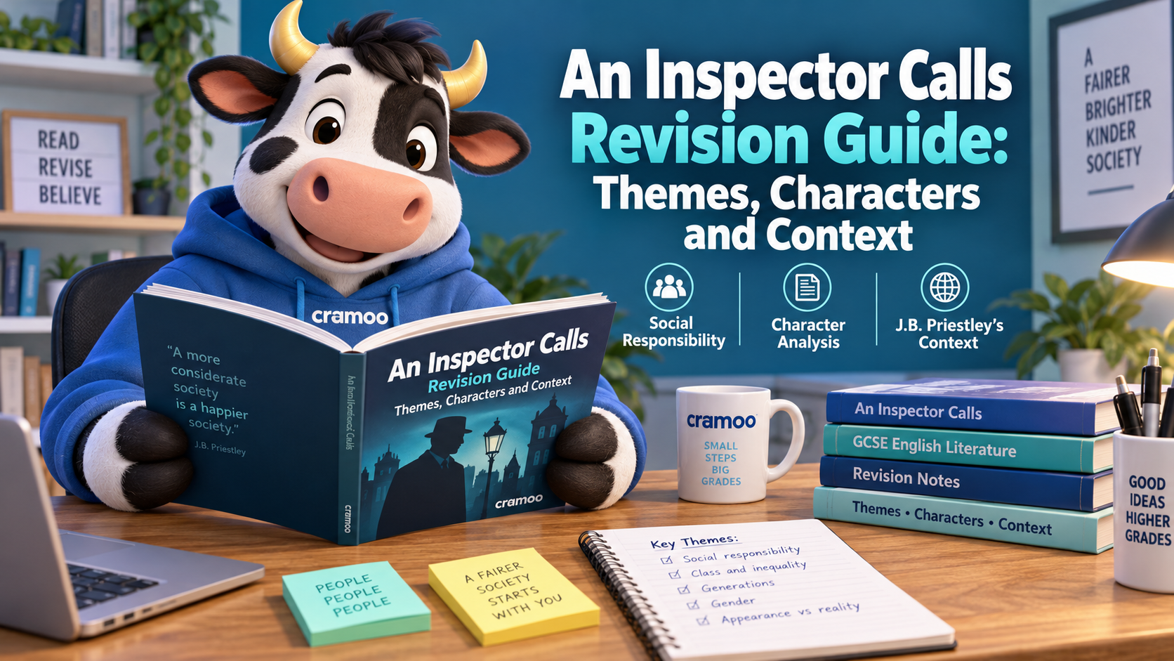 An Inspector Calls Revision Guide: Themes, Characters and Context — Cramoo revision guide illustration
