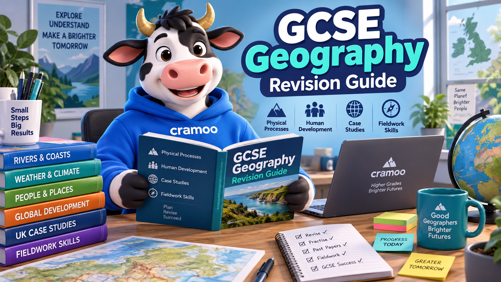GCSE Geography Revision Guide — Cramoo revision guide illustration