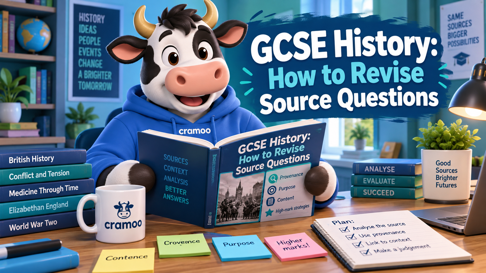 GCSE History: How to Revise Source Questions — Cramoo revision guide illustration