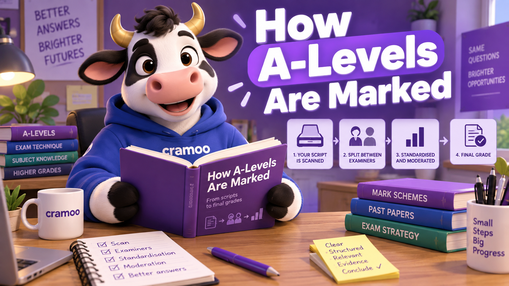 How A-Levels Are Marked — Cramoo revision guide illustration