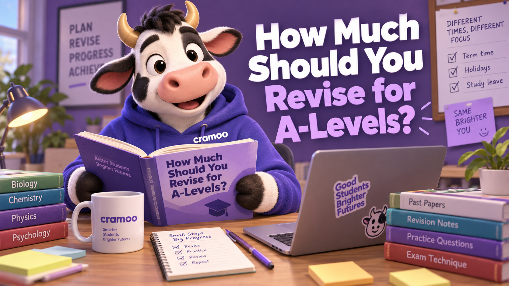 How Much Should You Revise for A-Levels? — Cramoo revision guide illustration