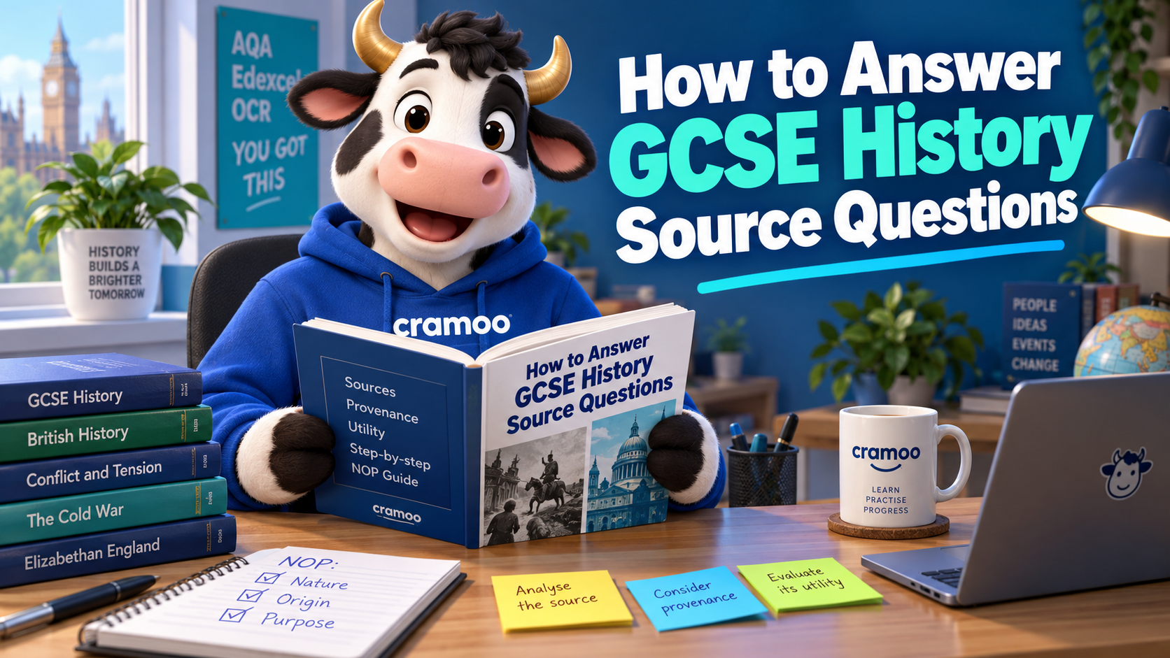 How to Answer GCSE History Source Questions — Cramoo revision guide illustration