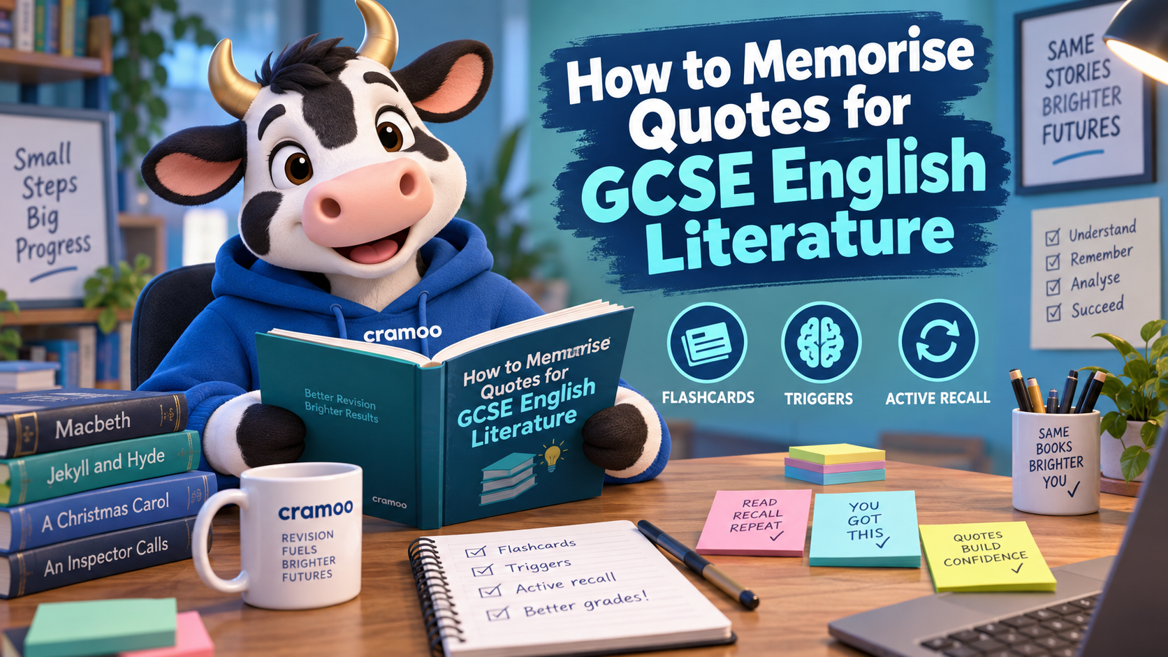 How to Memorise Quotes for GCSE English Literature — Cramoo revision guide illustration