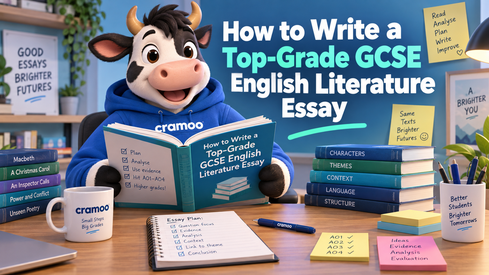 How to Write a Top-Grade GCSE English Literature Essay — Cramoo revision guide illustration