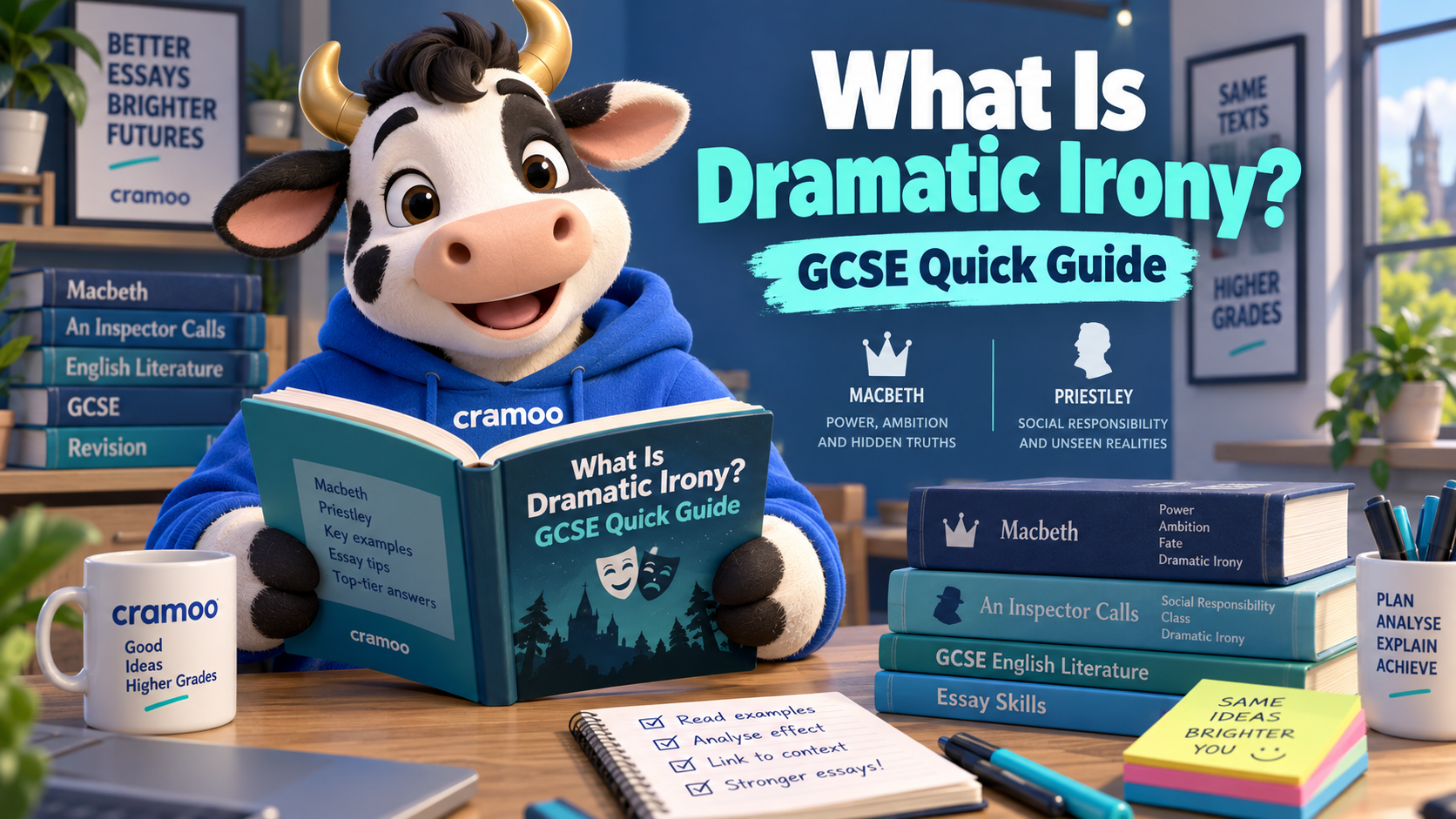 What Is Dramatic Irony? GCSE Quick Guide — Cramoo revision guide illustration